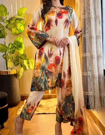 Digital Printed 3 Piece Suit ( Unstiched)